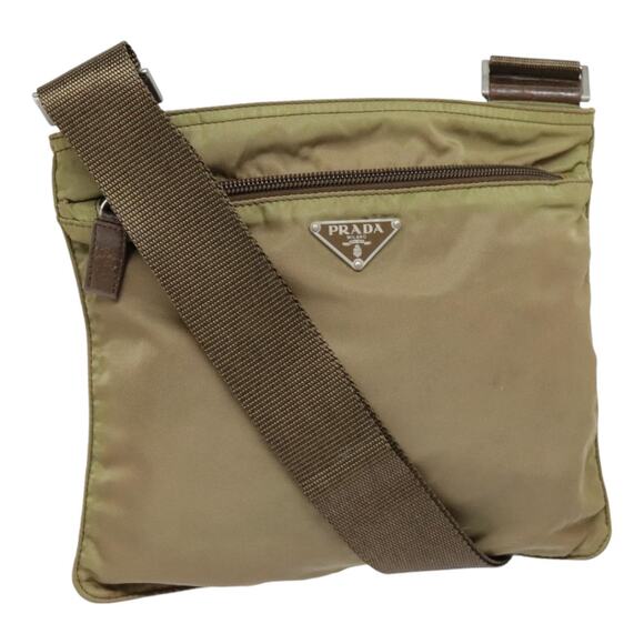PRADA Shoulder Bag Nylon Khaki Silver - Picture 1 of 16